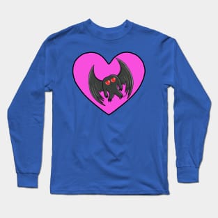 Mothman Kawaii Pink Heart Teal Long Sleeve T-Shirt